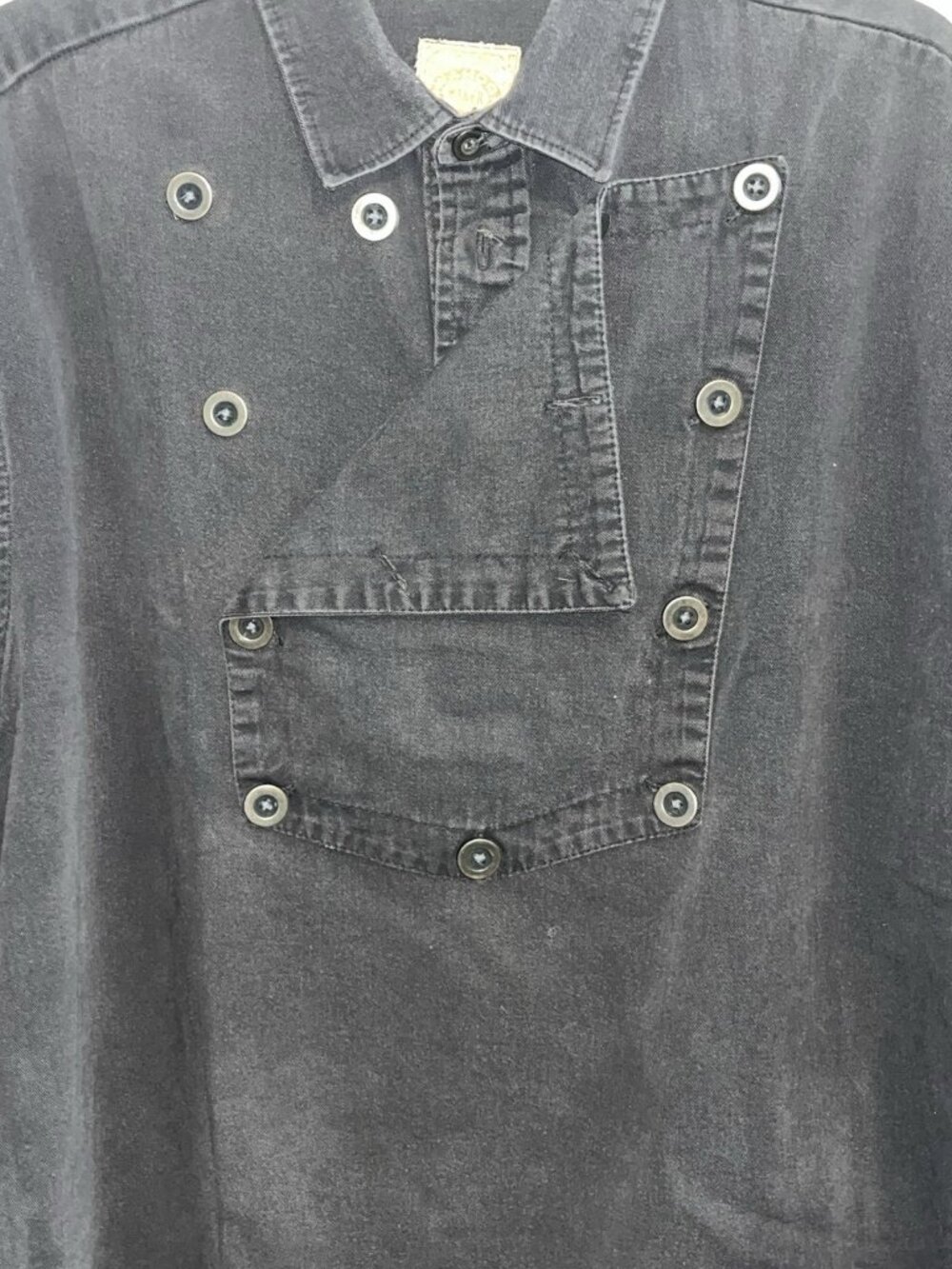 XL WAHOO Maker True Western Denim Bib L/S Shirt Mens XL Black Cowboy Rodeo VTG